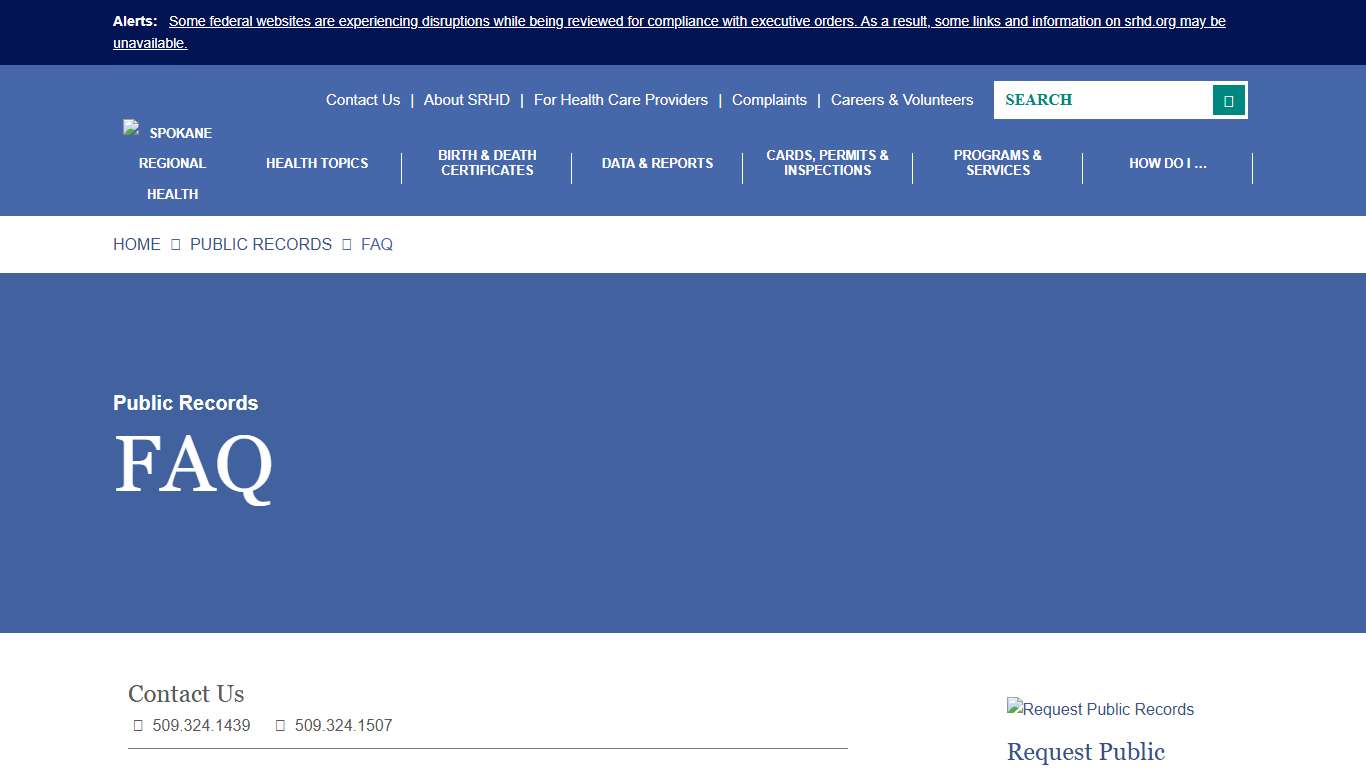 FAQ Spokane Regional Health District